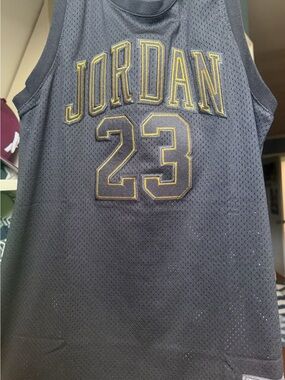 Jordan Black Mesh Jersey with Gold Trim 23